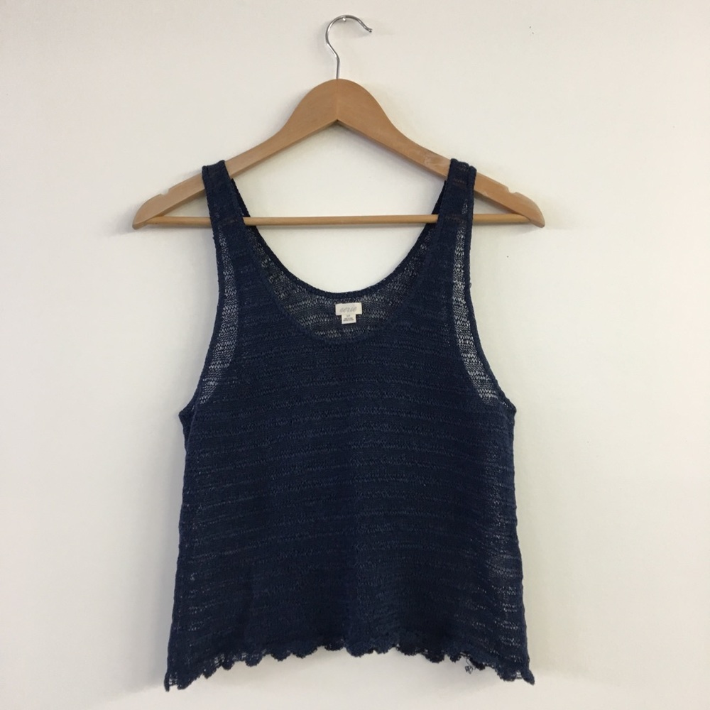 Aerie Knit Tank Top Navy Blue Size Small